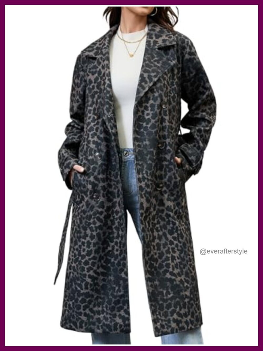 Double-Breasted Belted Overcoat Long Winter Peacoat